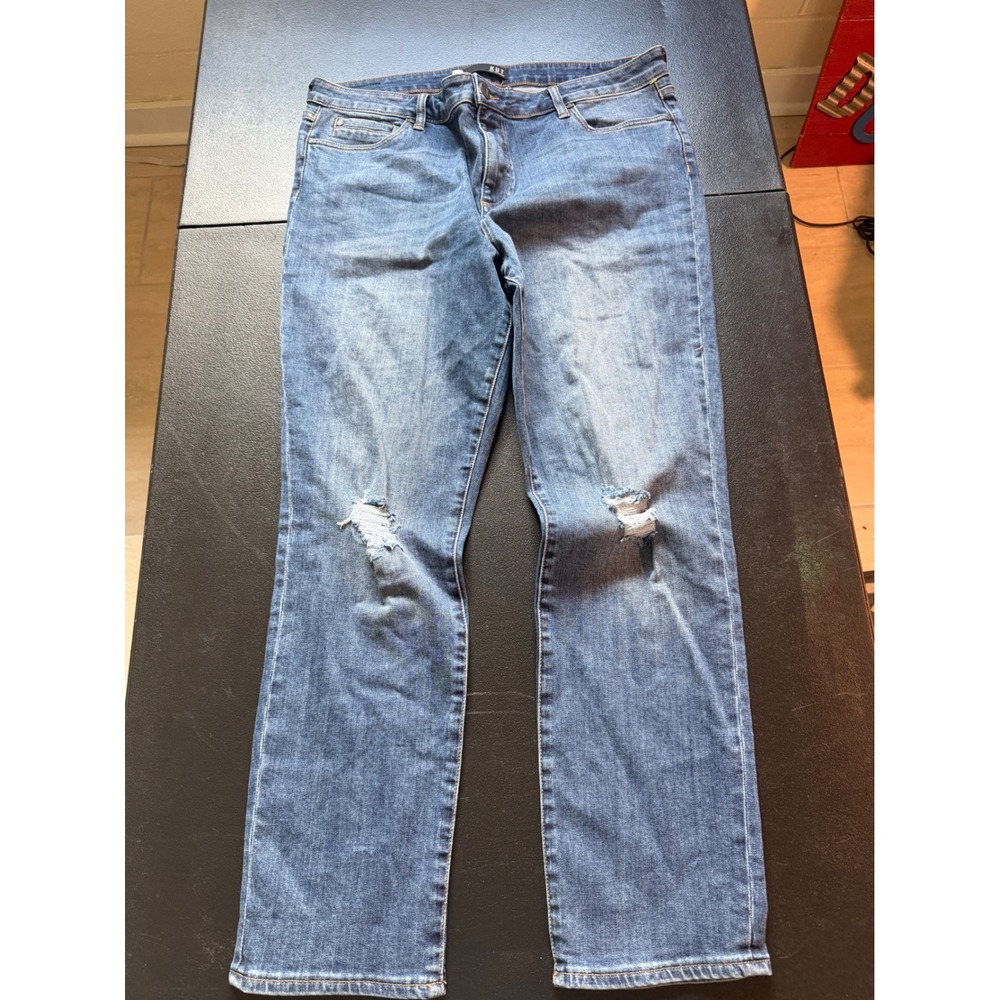 KUT from the Kloth Straight Leg Distressed Jeans Medium Wash KP1406MA2 Size 16
